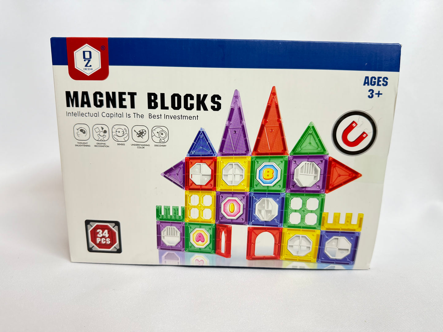 PINGÜE MAGNETIC | SET DE BLOQUES DE CONSTRUCCIÓN MAGNÉTICOS 3D, 34 PIEZAS, NAVE ESPACIAL